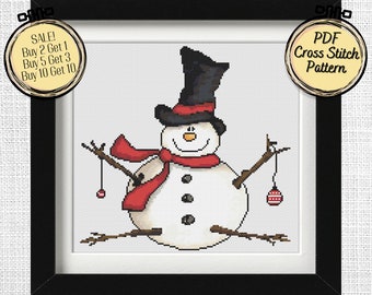 Happy Snowman Cross Stitch Pattern - Printable and Pattern Keeper Compatible PDF Files