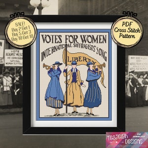 Suffragette Song Votes for Women Sheet Music Cross Stitch Pattern ...
