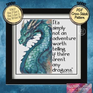 Smaug Kreuzstichmuster - Es ist einfach kein Abenteuer, wenn es keine Drachen gibt - Printable und Pattern keeper PDF-Dateien