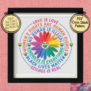 Inspirational Human Rights Love is Love Cross Stitch Pattern - Printable and Pattern Keeper Compatible PDF Files