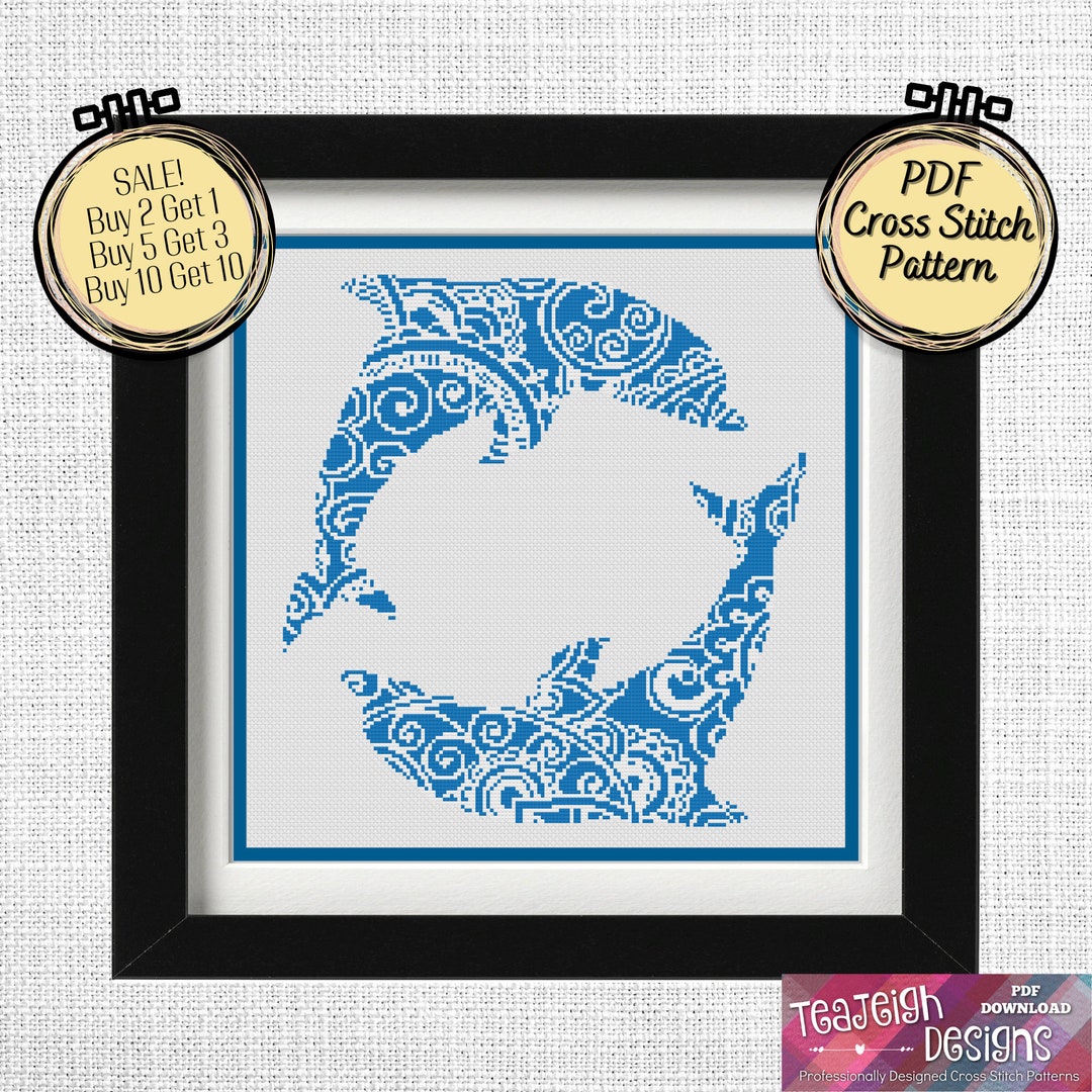Mandala Dolphins Cross Stitch Pattern Printable and Pattern Keeper
