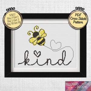 Bee Kind Very Easy Cross Stitch Pattern - Printable and Pattern Keeper Compatible PDF Files
