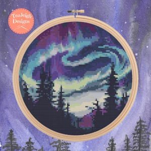 Aurora Borealis Cross Stitch Pattern - Northern Lights - Printable and Pattern Keeper Compatible PDF Files