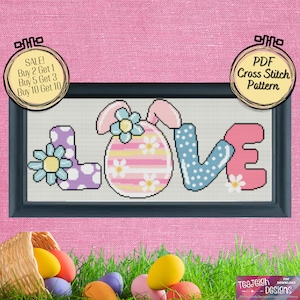 Easter Cross Stitch Pattern LOVE Word Art - Printable and Pattern Keeper Compatible PDF Files