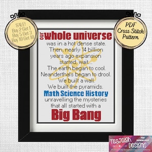 Motif de point de croix de la chanson thème Big Bang Theory - Fichiers PDF compatibles imprimables et compatibles avec Pattern Keeper