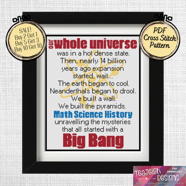 Big Bang Theory Theme Song Cross Stitch Pattern  -  Printable and Pattern Keeper Compatible PDF Files