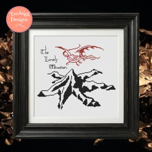 The Lonely Mountain Cross Stitch Pattern – Smaug, JRR Tolkien (PDF Pattern)
