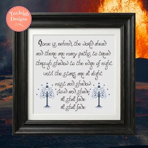 The Lord of the Rings Cross Stitch Pattern with Pippen's song - White Tree of Gondor - Printable and Pattern Keeper Compatible PDF Files
