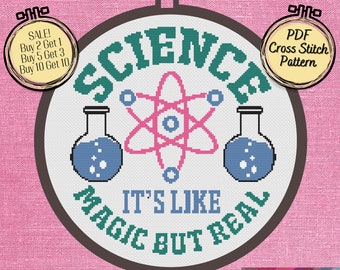 Science It's Like Magic But Real Nerdy Cross Stitch Pattern - Printable and Pattern Keeper Compatible PDF Files