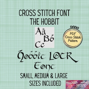 Kreuzstich Schriftart LOTR Die Handschrift des Hobbit Bilbo in 3 Größen - Printable und Pattern keer-kompatible PDF-Dateien