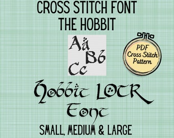 Cross Stitch Font LOTR The Hobbit Bilbo's Handwriting in 3 Sizes - Printable and Pattern Keeper Compatible PDF Files
