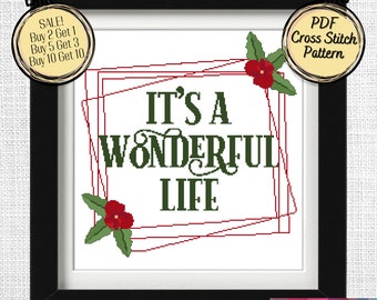 It's a Wonderful Life Christmas Movie Cross Stitch Pattern - Printable and Pattern Keeper Compatible PDF Files