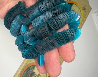 Transparent Teal Leaves/Wings, 14mm x 9mm, 6g