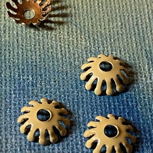 6 Vintage  Enameled Brass Flower Rivet Finding/Component  1/2&quot;