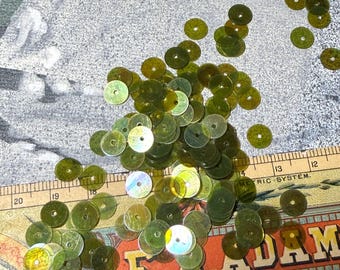 Green Iridescent Sequins, Smooth, 8" strands, 6mm