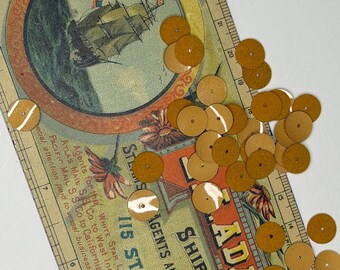 Antique Mustard Ochre Velour Sequins, 9mm~