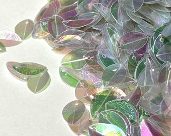 Transparent Rainbow Grey Leaves/Wings, 15mm x 10mm, 2.5g