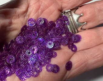 Purple Textured Iridescent Large Holed Sequin 5mm