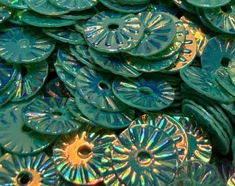 Green Color Shift Spoke Sequins, 6mm~ 2.5g