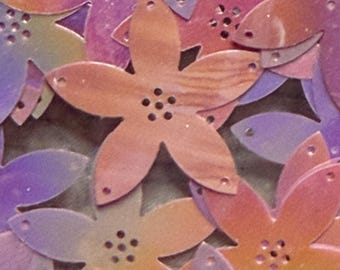 Opaque Orange/Purple Rainbow Sakura Sewable Sequin~ 28mm  Paillette~ 30 of Them, 3g