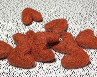 Hand Felted Wool Hearts~ Several Colors 1 1/2"