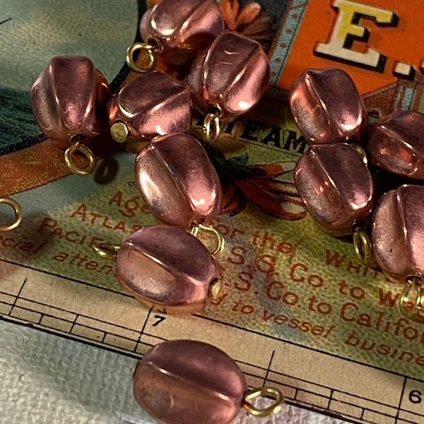 Vintage Pod Charm Dangle Bead Copper Coated ~10mmx5mm~ 6 of them