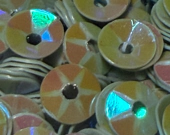 Sage Green Gold  Bead Cap Sequin~ 6mm; 2mm Rise  Paillette~  2.5g