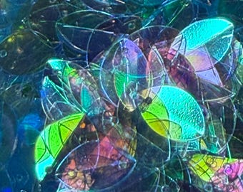 Flash Transparent Purple, Green, Blue Leaves/Wings, 15mm x 10mm, 2.5g