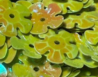 Chartreuse Green Floral Sequin 10mm;  Paillette~  2.5g