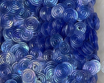 Sequins Blue Concentric Pattern,  7 mm