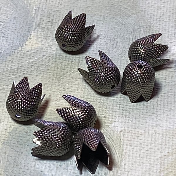 Tulip Rosebud Flower Cap Gold Silver Rose Copper 18x16mm 4pcs