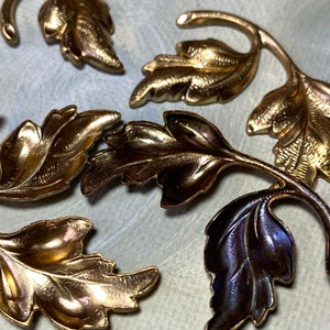 Pair Finished Brass Leaf, Fillable Chamber , Changeable, Pierceable, Colorable Component 2 size choices