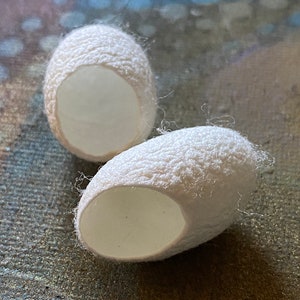 6 Silk Cocoons White DIY Dyable Cuttable Jewelry Components