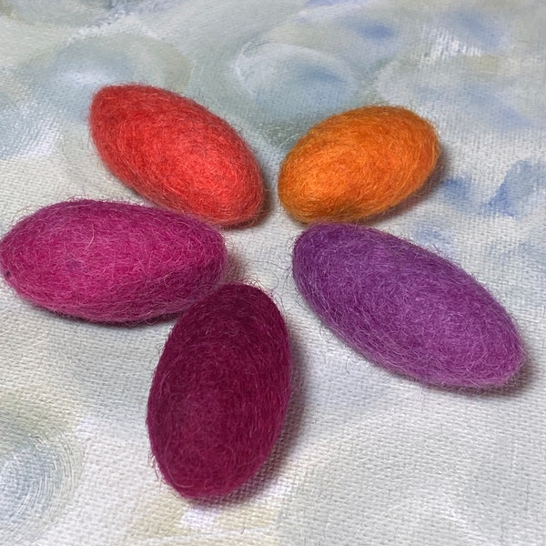 Hand Felted Wool Eggs Acorns~ Several Colors 1 1/4"