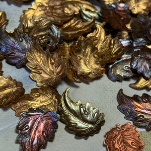 6 Gold Messing texturierte Blatt Stanzen Ohrring Lariat Komponenten 3/4 &quot;~ mit oder ohne Löcher ~