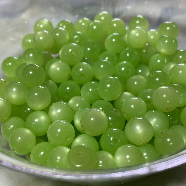 Lt. Green MoonGlow Lucite 6mm Vintage Bead. ~ 20 of Them