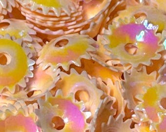 Yellow and Peach  Sawtooth Cup Bead Cap Sequin~ 7mm; 2mm Rise  Paillette~  2.5g
