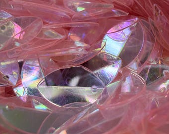 Sequin 1 Hole Pink Leaves~ 15mm x 10mm,  2.5 grams