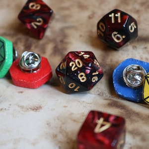 dnd d20 dice handmade clay glitter pins