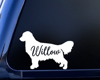 Golden Retriever Personalized Vinyl Decal, Custom Golden Retriever Decal, Golden Retriever Name Decal, Golden Sticker, Retriever Car Decal