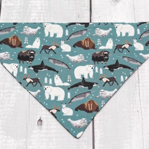 Winter Animal Dog Bandana, Over the Collar Dog Bandana, Whale Dog Bandana, Polar Bear Dog Bandana, Arctic Dog Bandana, Sea Lion Dog Bandana