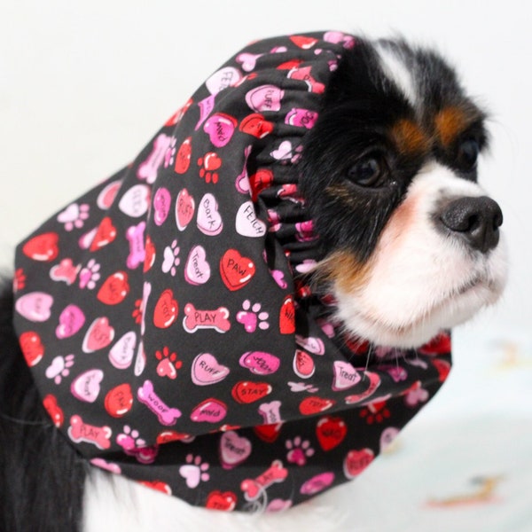 Paw Prints, Hearts, and Bones Dog Snood, Valentine’s Day Snood, Cavalier Snood, Cocker Spaniel Snood, Cotton Dog Snood, Basset Hound Snood