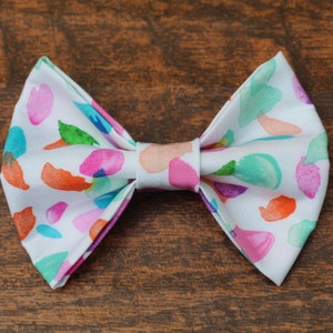 Rainbow Splotched Dog Bow Tie- Summer Dog Bow Tie- Colorful Dog Bow Tie- Spring Dog Bow Tie- Bow Ties for Pets- Collar Bow