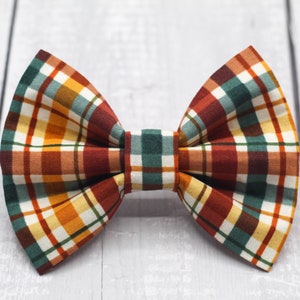 Plaid Dog Bow Tie, Striped Dog Bow Tie, Fall Dog Bow Tie, Autumn Dog Bow Tie, Collar Bow, Cat Bow Tie, Pet Bow Tie, Dog Accessories