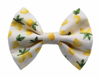 White Lemon Dog Bow Tie- Summer Dog Bow Tie- Dog Collar Bow-Dog Accessories- Dog Birthday Gift- Pet Accessories- Cat Bow Ties- Pet Bow Ties