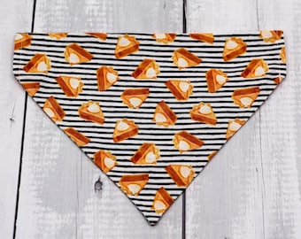 Pumpkin Pie Dog Bandana, Thanksgiving Dog Bandana, Fall Dog Bandana, Over the Collar Dog Bandana, Autumn Dog Bandana, Striped Dog Bandana