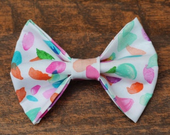 Rainbow Splotched Dog Bow Tie- Summer Dog Bow Tie- Colorful Dog Bow Tie- Spring Dog Bow Tie- Bow Ties for Pets- Collar Bow