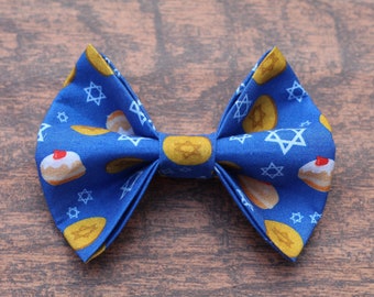 Hanukkah Dog Bow Tie- Hanukkah Donut Dog Bow Tie- Hanukkah Gelt Dog Bow Tie- Chanukah Dog Bow Tie- Collar Bow- Cat Bow Tie- Pet Bow Tie