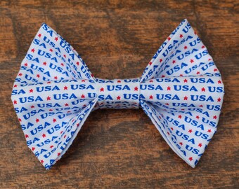 USA Dog Bow Tie- American Patriotic Dog Bow Tie- Independence Dog Bow Tie- Fourth of July Dog Bow Tie-Summer Dog Bow Tie- Collar Bow