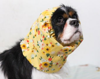 Sunflower Dog Snood, Flower Dog Snood, Cotton Dog Snood, Cavalier Snood, Cocker Spaniel Snood, Summer Dog Snood, Dog Ear Covering, Dog Hat